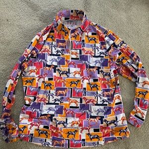 IBKUL athletic zip up sweater athleisure size XXL used dogs dog print stretchy